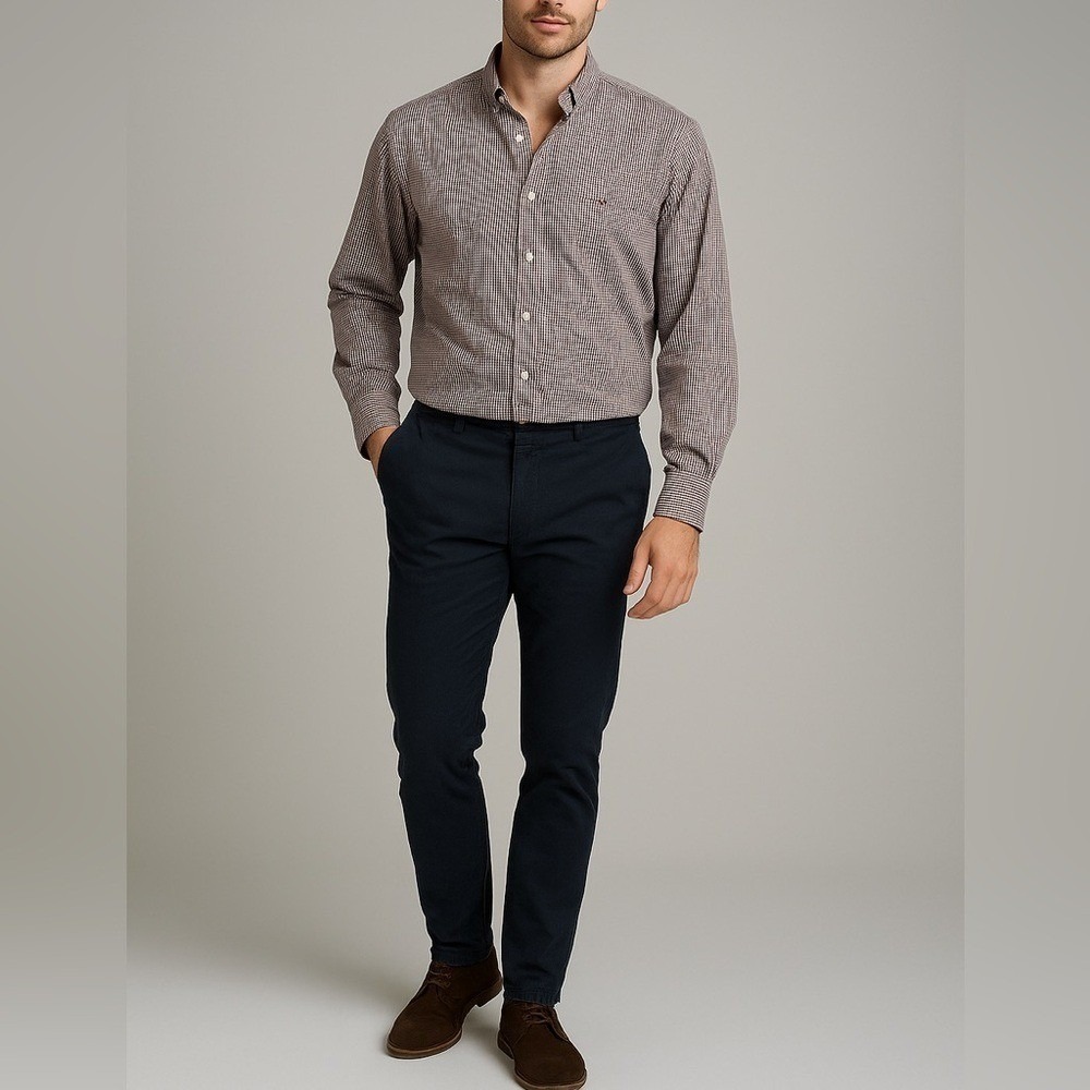 Tommy Hilfiger Blue Men's Striped Long Sleeve Button Down Shirt